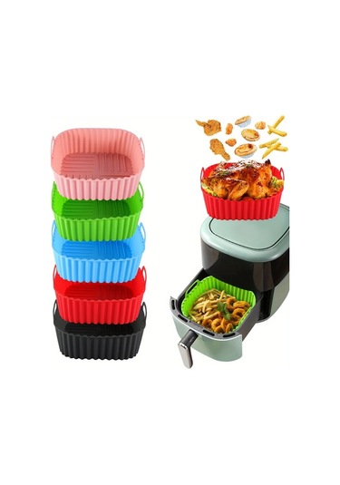 Willowhaven 8 Inç Kare Yapışmaz Silikon Fritöz Linerı Siyah 1 Parça Fırın Mikrodalga Uyumlu