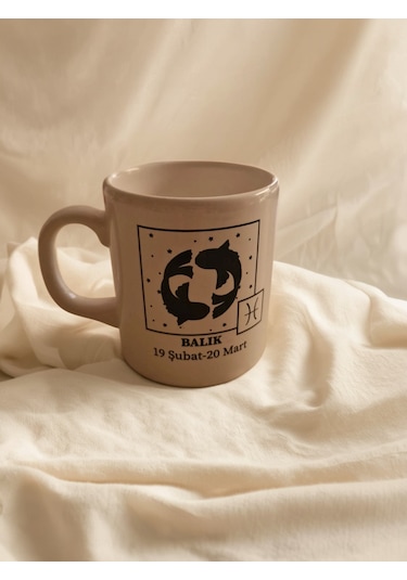 Balık Burç Hediyelik Kupa Beyaz Seramik Çok Renkli