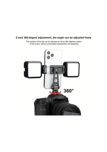 Xuweiwei Puluz Alüminyum Alaşım Telefon Kelepçesi 360 Derece Z Ekseni Döndürme Soğuk Ayakkabı Montajı Siyah -