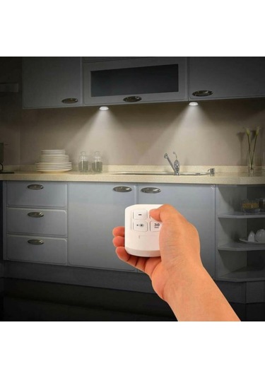 Uzaktan Kumandalı 3'lü Kendinden Yapışkanlı Led Spot Işığı 1 Paket