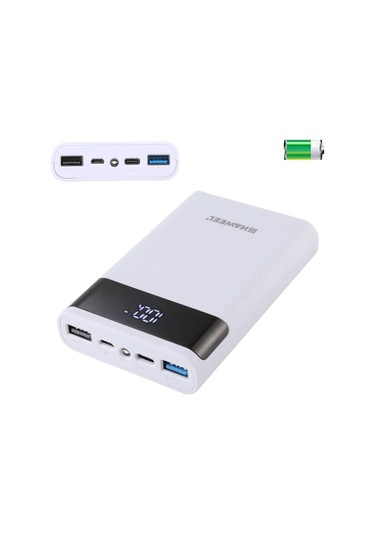 Symbee Haweel Hwl9600 Beyaz 4x18650 Pil Girişli Usb Çift Çıkışlı Lcd Ekranlı Dıy Powerbank Kutusu Piller Dahil Değil BEYAZ