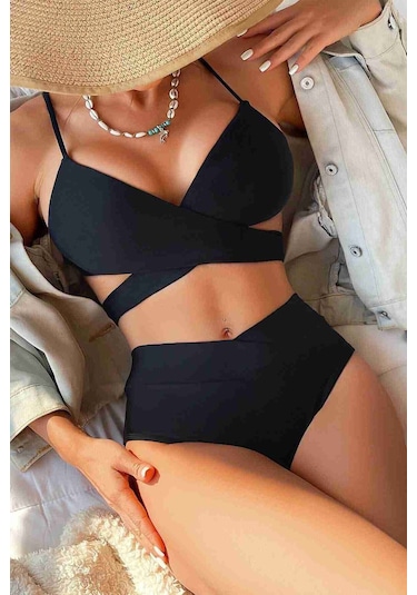Angelsin V Kesim Bikini Altı Siyah 001