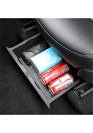 Chuangyinshop Siyah Evrensel Koltuk Organizer: Dayanıklı Abs Tepsili Ön Ve Arka Koltuk Gizli Saklama Kutusu