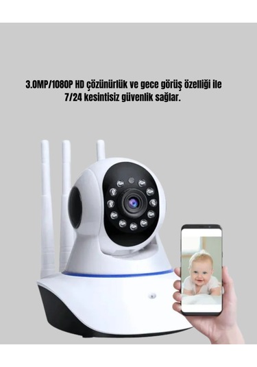 Full Hd Akıllı Ip Kamera - Gece Görüşlü Hareket Sensörlü Çift Yönlü Ses Ve Online Kayıt Özellikli