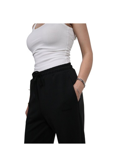 Kadın Modal Kumaş Cepli Siyah Jogger Pantolon Siyah