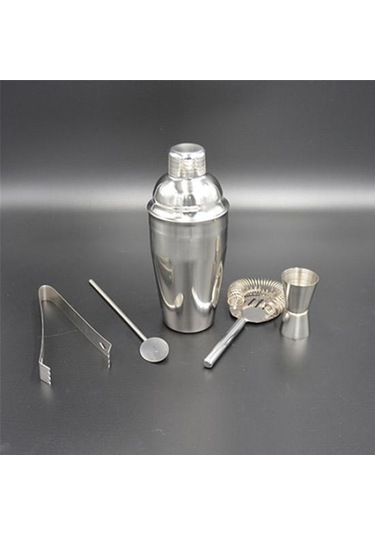 5 İn 1 750 Ml Paslanmaz Çelik Kokteyl Shaker Mikser Barmen Bar Seti Kiti Araçları