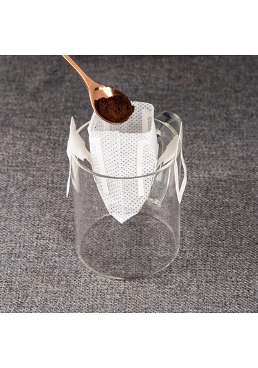Teltree 50 Adet Taşınabilir Kulplere Asılı Kahve Filtre Çantası - Tek Kullandım Pp Nonwoven - 74x90mm - Ev/ofis/dışarıda Kullanım Beyaz