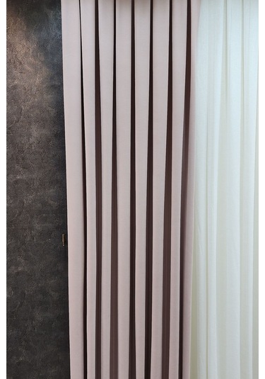 Mosso Fon Perde Düz Renk Pudra Pembe