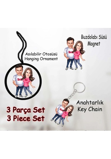 Kişiye Özel 3 Parça Aksesuar Set - Karikatür Set