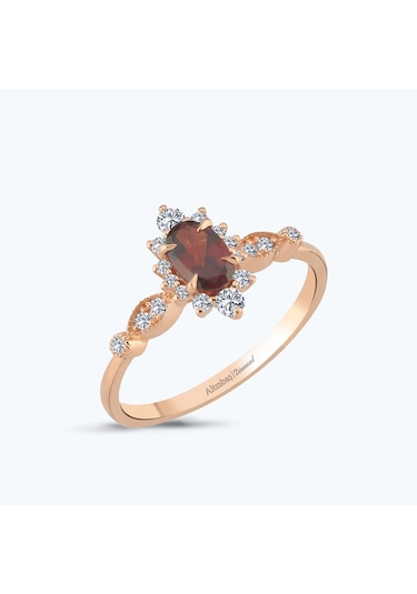 Altınbaş Pırlanta Garnet Taşlı Oval Yüzük Pnf002pgrn-14k