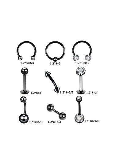 Wezone 47 Parça Tekerlekli Cila Vurgulu Paslanmaz Çelik Göğüs Burun Kulak Karın Piercing Seti - Açma Pensi, Eldiven, İğne Ve Alkol Tamponu Dahil