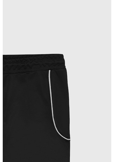 Ac&Co / Altınyıldız Classics Erkek Sıyah Standart Fit Normal Kesim Rahat Örme Şort Siyah