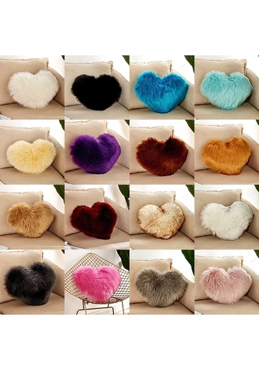 Sones Ev Yastık Yastık Çekirdeksiz Yıkanabilir Kalp Şekilli Yastık Kılıfı, Boyut: 40x50cm Kırmızı Şarap