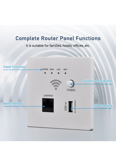 Maiyame Duvar Kurulu 300m Wifi Ap Router, Usb Şarj Cihazı, Bej Renk, Kablosuz Erişim Noktası, Pratik Montaj