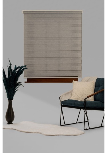 Gri Bambu Stor Zebra Perde Balkon Perdesi, Oturma Odası Perdesi Dayanıklı Alüminyum Kasa