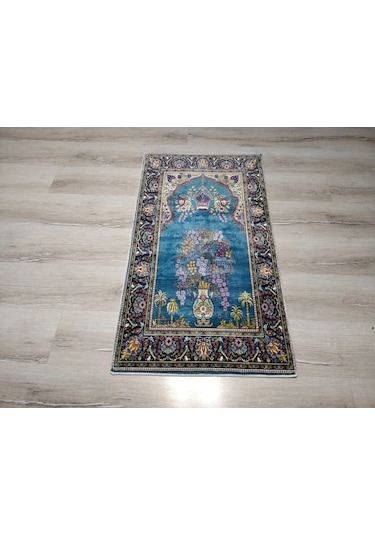 Bambu Halı Seccade Sec15 Turkuaz Namazlık 70x110 Cm