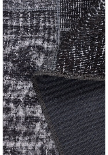 Jazz Patchwork Desenli Dokuma Taban Dekoratif Siyah Halı (Al 81)