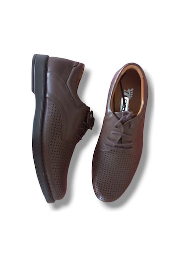 Growish Gr0205 Hakiki Deri Delikli Bağcıklı Poli Taban Comfort Erkek Ayakkabı Kahverengi