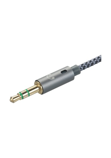 Hombey 25cm Gümüş Nylon Dokuma Ses Kablosu - İki 3.5mm Erkekden Tek 3.5mm Dişeye Çevirici