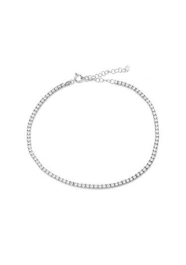 Azuris Silver Beyaz Zirkon Taşlı Su Yolu Kadın Gümüş Bileklik Beyaz