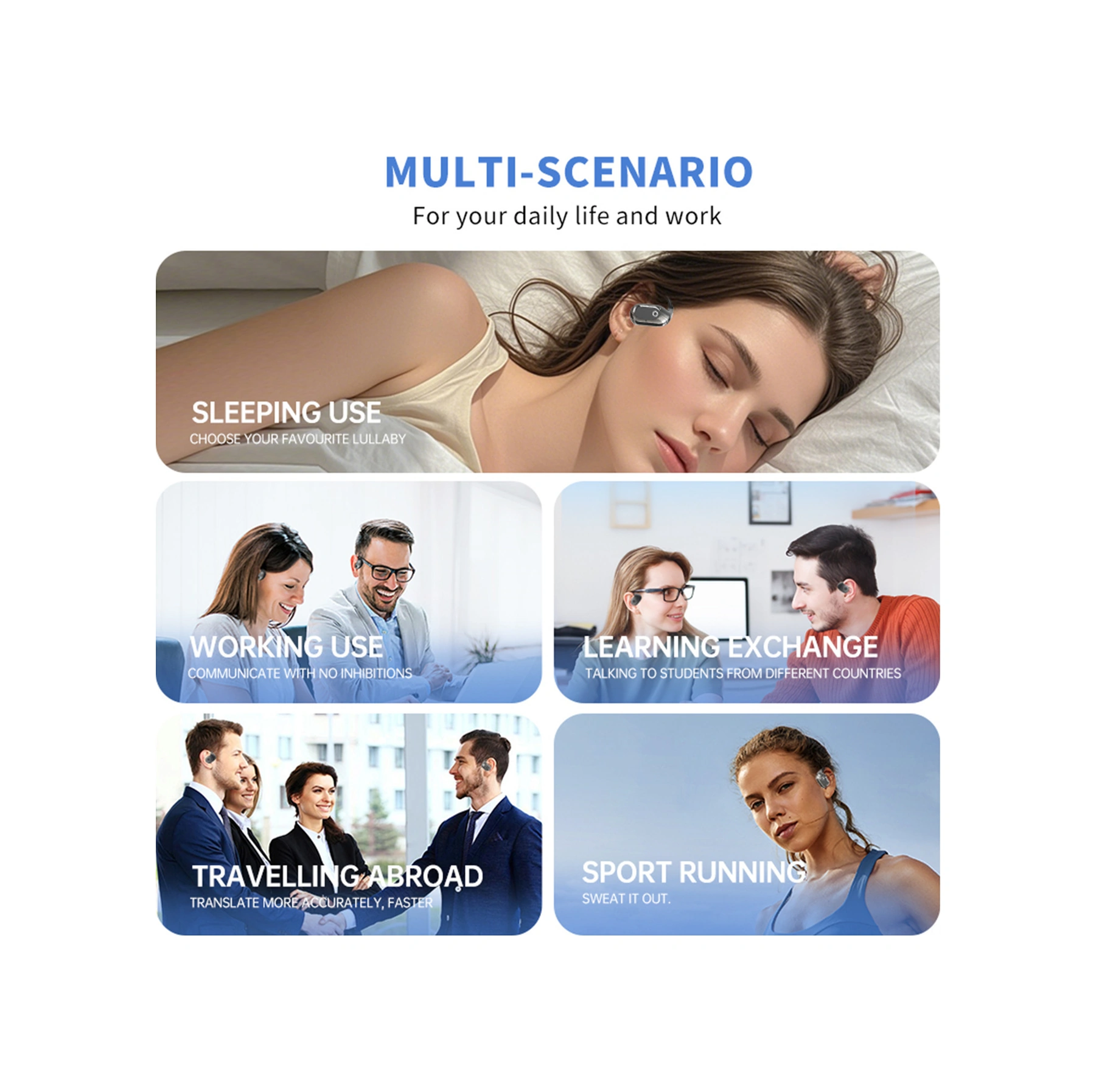 Dofolink Xg99 Aı Çeviri Kulaklığı - 138 Dil Gerçek Zamanlı Çeviri, Uzun Pil Ömrü, Ows Kulak Dışı Tasarım, Hi-fi Stereo, İos/android Uyumlu Göl Mavisi