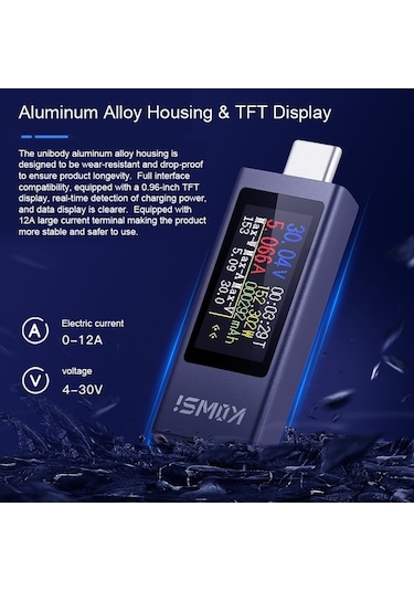 Diğer Voltmetre Type-c Test Telefonu Şarj Pd Ölçer Güç Gövde Doğru Cihazı Cep Alüminyum Alaşımlı Akım Cv