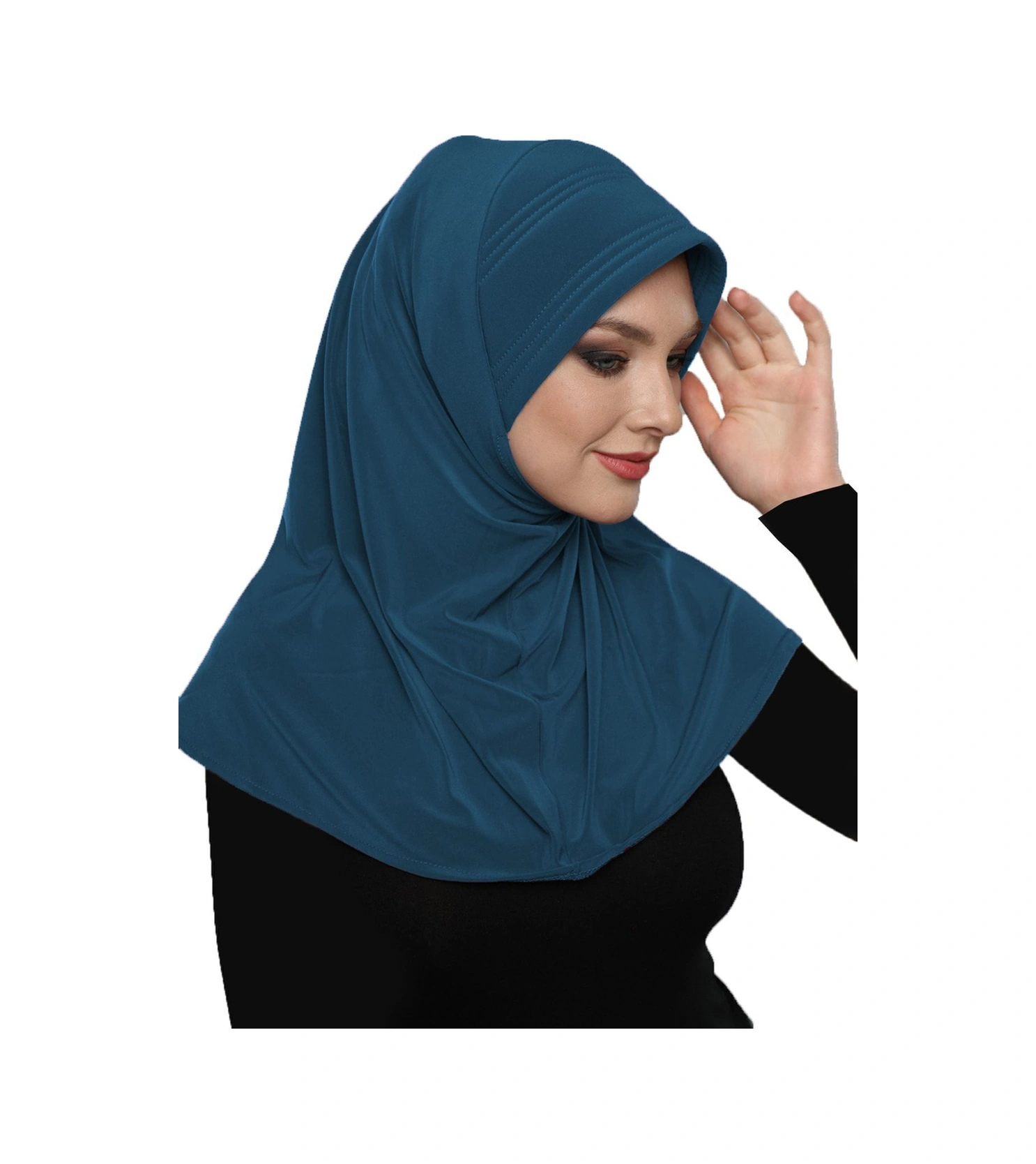 Takmatik Sade Petrol Hazır Türban Tesettür Havuz Bonesi Namaz Örtüsü Petrol
