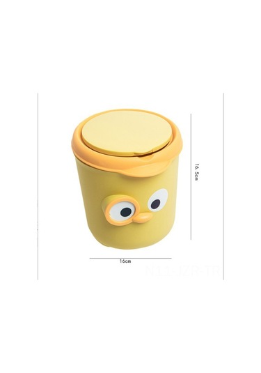 Geeroyoo Masaüstü Kâğıt Çöpçü Sepet: Mini Kapaklı, Kartoon Göz Desenli, Ev Ofis Odası İçin, Yenilikçi Saklama, Sarı Renkli, Dayanıklı Malzeme