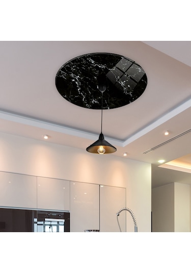 Cam Avize Göbeği | Siyah Mermer | Çap50Cm Çok Renkli