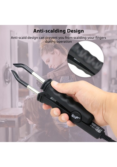 Vkemall Uzun Saç Ekleyici Aleti - 200 C Sabit Sıcaklık, Isı Dağıtımı Dengeli, Ev Ve Berber Shop Uygun, Avrupa Şarjı 220v , Siyah