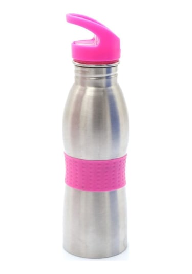 Pipetli Paslanmaz Çelik Su Matarası Pembe 600 Ml