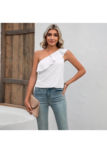 Mor Yaz Kadın Askı Fırfır Geniş Askılı Düz Renk Tank Tops Straplez Basit Peplum Slash Tops