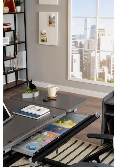 Vega Basic Yükseklik Ve Eğim Ayarlı Çalışma Masası, Çekmeceli Bilgisayar Ve Ofis Masası, Antrasit Gri