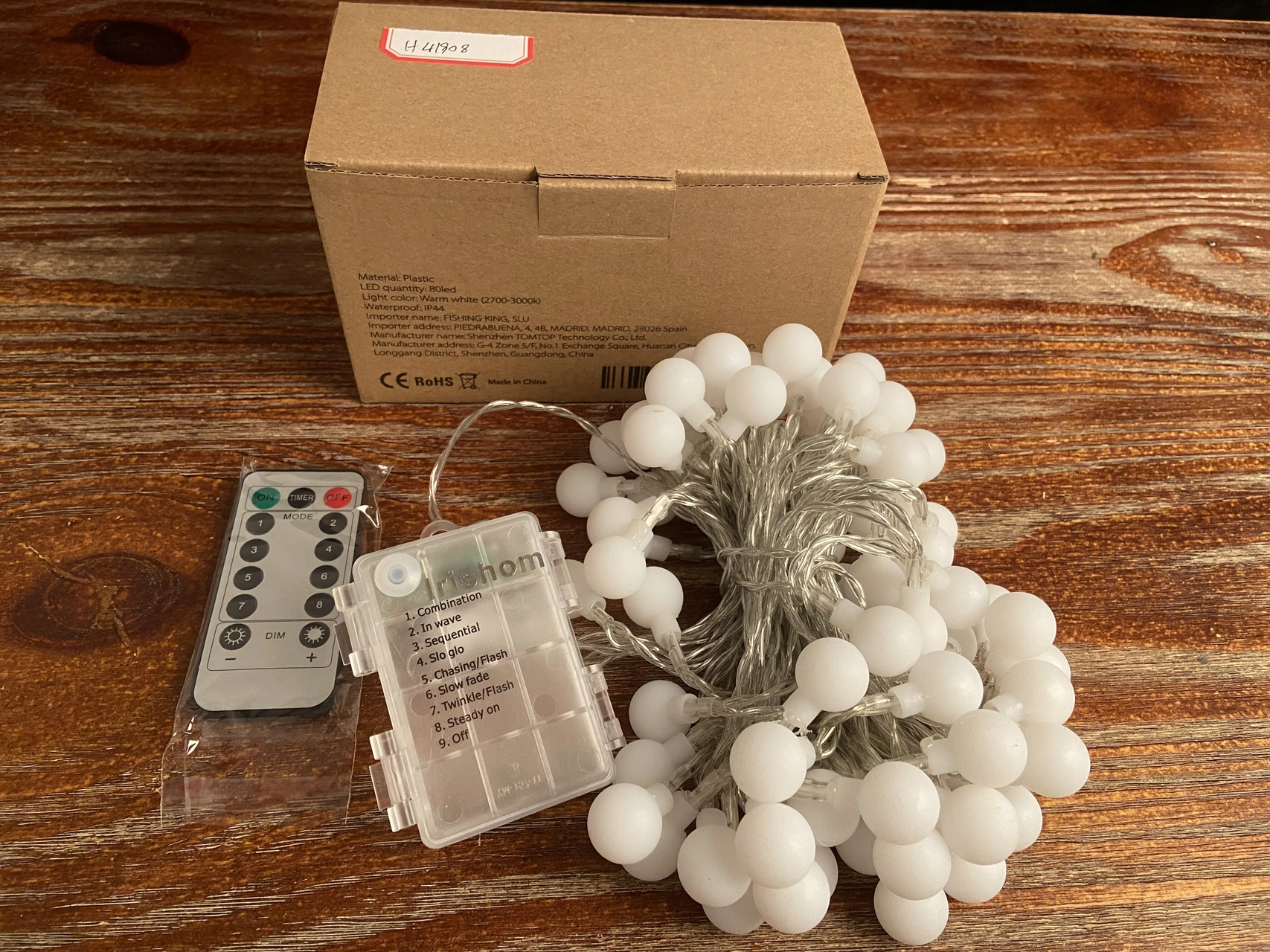 Folinda 80 Led 10m Islak Beyaz Işık Zinciri, Ip44 Su Geçirmez, 3xaa Pil Beslemeli, 13 Tuşlu Kumanda İle 0.6w Beyaz