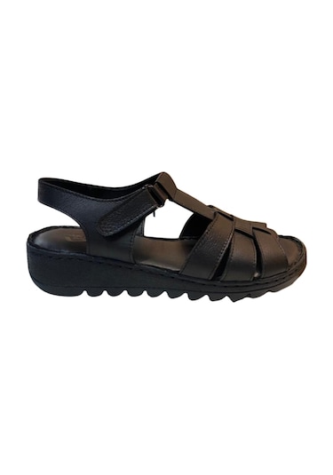 Neon Akm-008 Kadın Siyah Hakiki Deri Sandalet - 36 Siyah