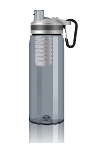 K8636 770 ML Açık Kamp Yürüyüş Bpa İçermeyen Su Filtreli Şişe Su Arıtma Şişesi Fda Sertifikalı - Gri