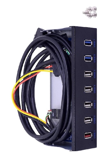 Floppy Ön Panel 7 Port Usb Çoklayıcı Hub 5.25 İnç Usb 3.0 2.0 Hız