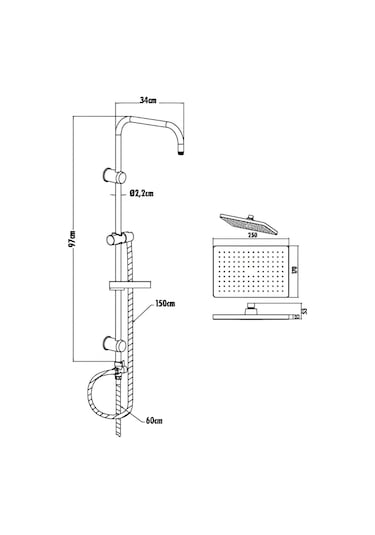 Creavit Sh630 Tepe Duş Sistemi Ve Liva Banyo Bataryası Lv2500 Krom