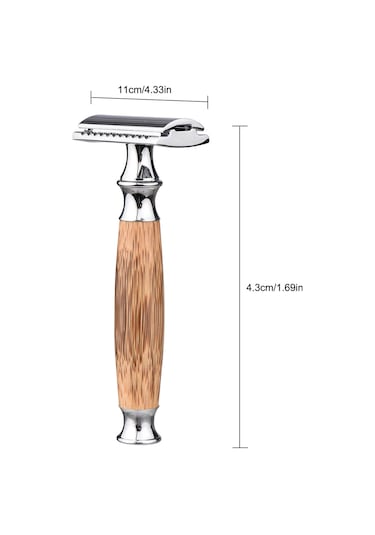 Gajeena Ahşap Ve Alüminyum Erkek Tıraş Bıçağı - Açık Uçlu Güvenli Jilet Bıçaksız 8 Saat