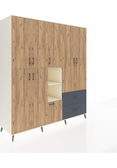 Kronos Dolap 12 Raflı 2 Çekmeceli Tek Askılı 220x59x243 Aytaşı-çam/antrasit Atlas Çam/antrasıt Kronos Dolap 12 Raflı 2 Çekmeceli Tek Askılı 220x59x243 Aytaşı-çam/antrasit Atlas Çam/antrasıt