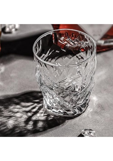 2 Adet Viski Cam Kristal Düzensiz Çek Ağır Viski Tumbler Likör Şarap Kupası Yaratıcı Kaya Gözlük Gravür Açık Gri