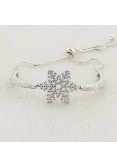 Muhteşem Tasarım 925 Ayar Gümüş Kar Tanesi Asansörlü  Bileklik
