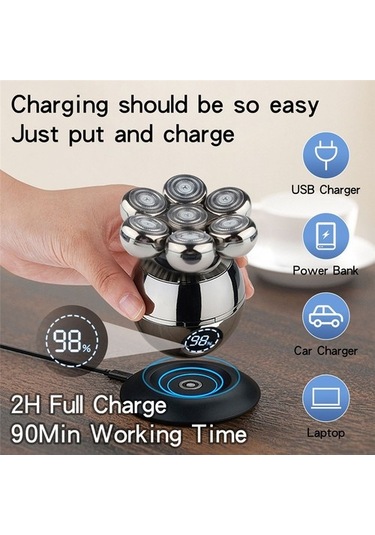 Joyhub Erkekler İçin Şarj Edilebilir 7'si 1 Arada Saç Sakal Burun Kesme Makinesi Siyah Stand E2abt3