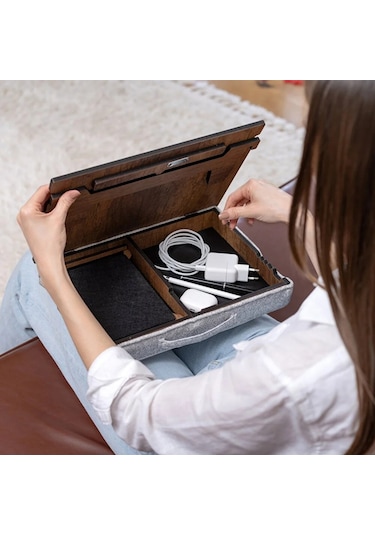 Eğim Ayarlanabilir Çekmeceli Mousepad Minderli Laptop Sehpası Ceviz