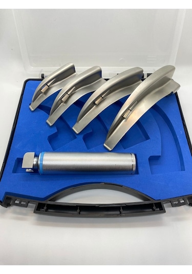 Lambalı Yetişkin Laringoskop Set 4 Blade Macintosh Eğri
