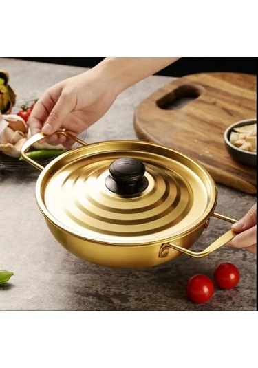 Altın Paslanmaz Çelik Ramen Kapaklı Pot Kore Anında Erişte Pot Diğer
