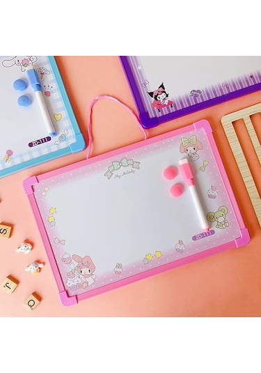 Snapbuy Sanrio Temalı, Kuromi Seçenekli Çift Taraflı Silinebilir Mıknatıslı Yazı Tahtası 30x20cm Pembe