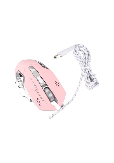 Tenfowee Optik Oyun Fareleri Usb İle Rgb Işıklandırma, 4 Ayar Dpı 3600'e Kadar , 6 Tuşlu, Sessiz Tıklama, Ergonomik, Windows/linux Uyumlu Pembe Bilgisayar Fare