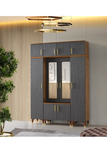 Doru Mdf Portmanto Antrasit - Ceviz