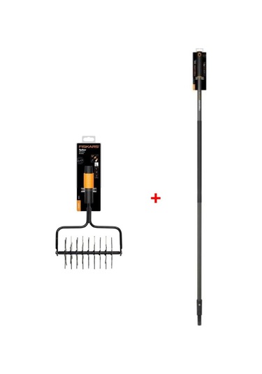 Fiskars 1000689 Quikfit Toprak Havalandırma Çapası + 1000661 Quikfit Sap - L